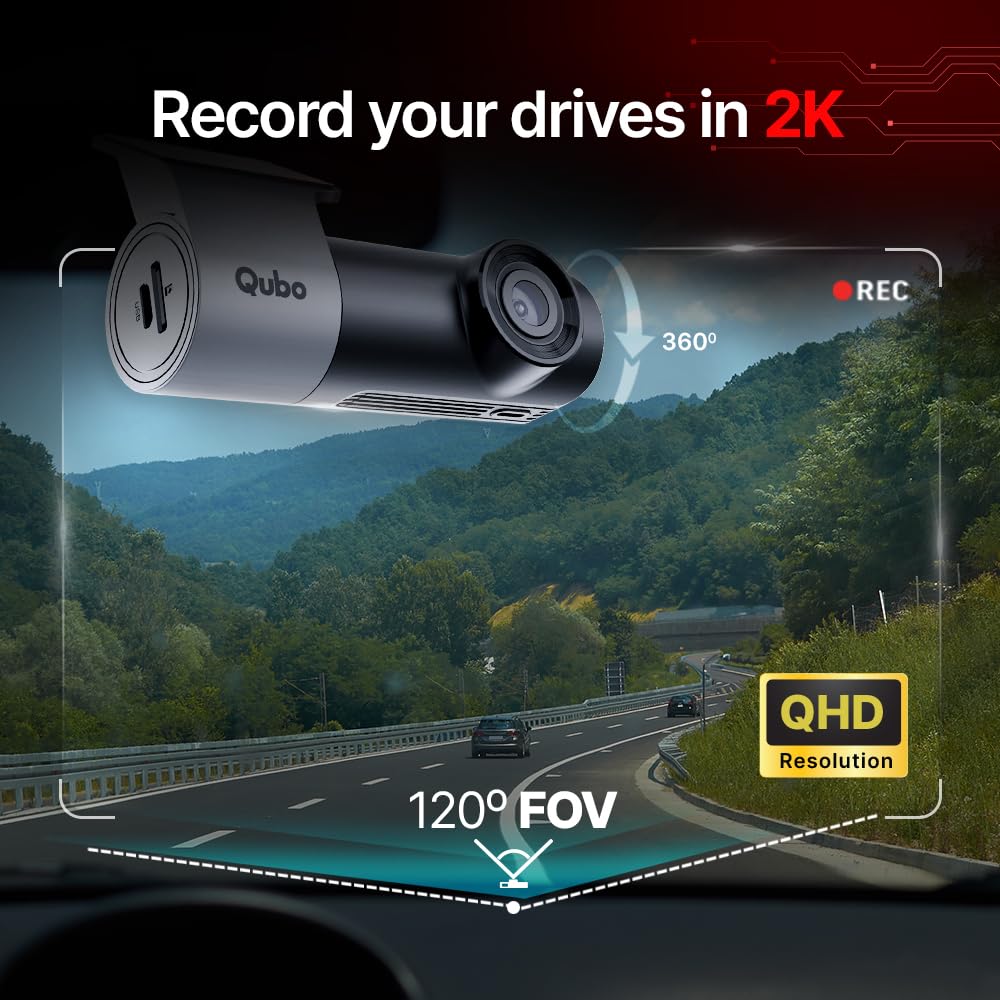 Qubo (2025 Edition) Car Dash Camera Pro 2K Resolution QHD Dash Cam from Hero Group | Made in India | USB Input | Wide Angle View