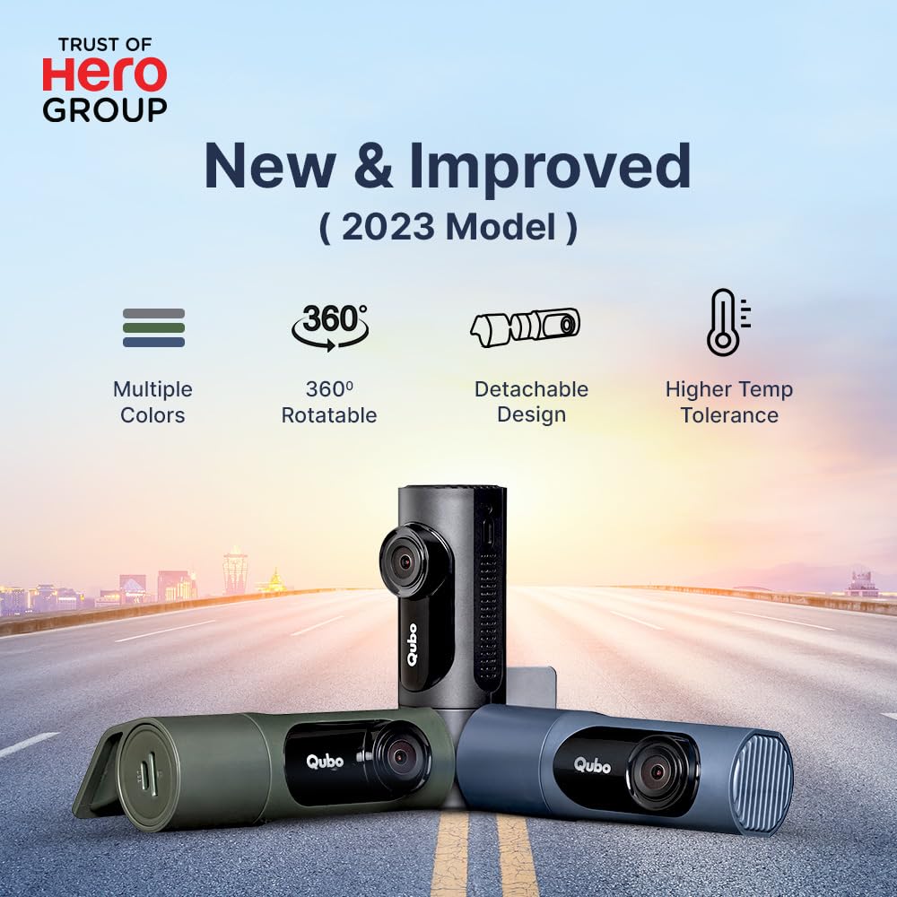 Qubo (2025 Edition) Car Dash Camera Pro 2K Resolution QHD Dash Cam from Hero Group | Made in India | USB Input | Wide Angle View