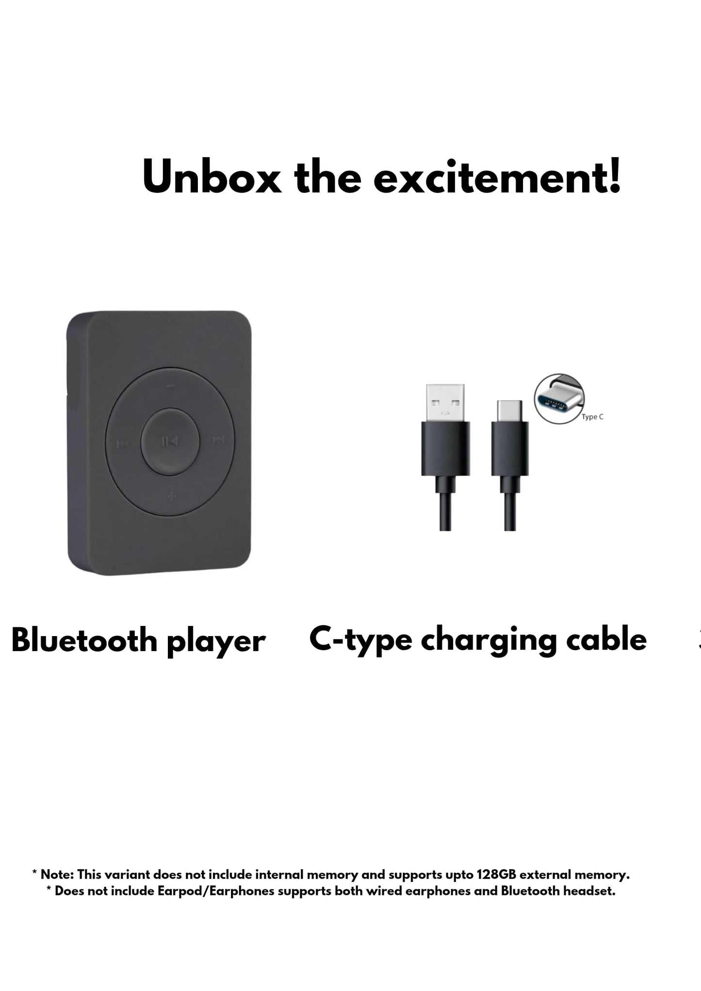 Xzor® Bluetooth Player - Built-in Speaker, Automatic Pairing MP3 Player - Black