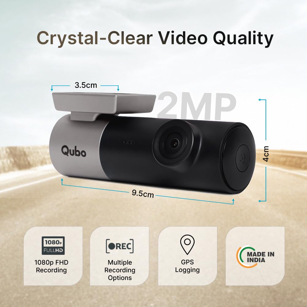 Qubo (2025 Edition) Car Dash Camera Pro 2K Resolution QHD Dash Cam from Hero Group | Made in India | USB Input | Wide Angle View