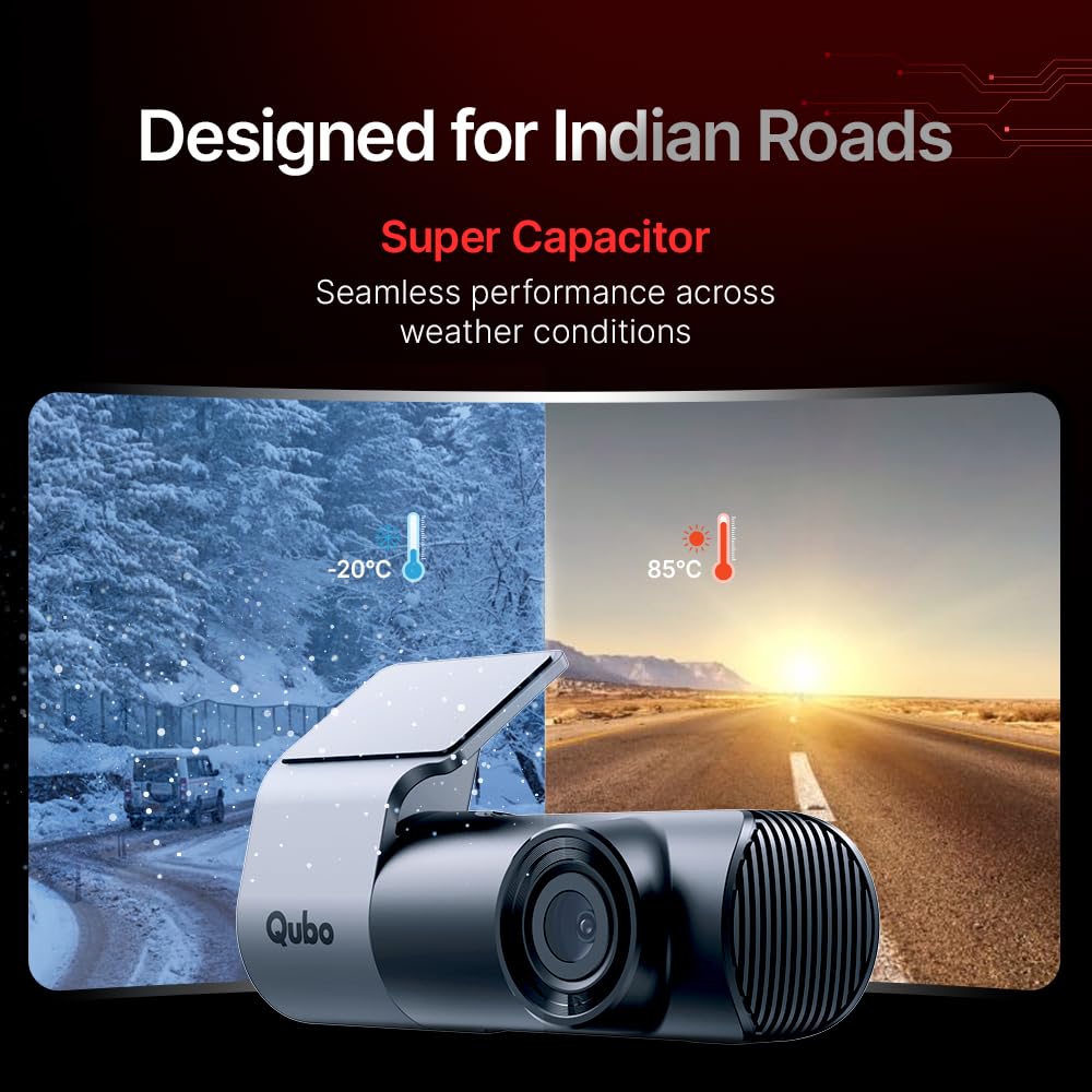Qubo (2025 Edition) Car Dash Camera Pro 2K Resolution QHD Dash Cam from Hero Group | Made in India | USB Input | Wide Angle View