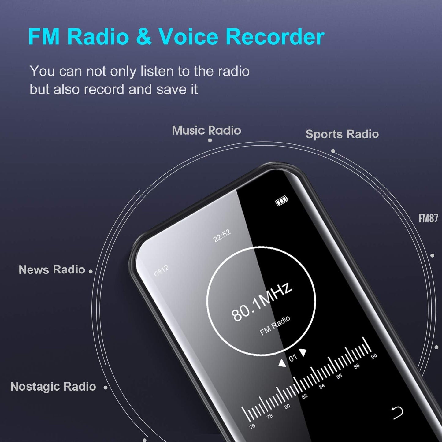 RUIZU D19, 32GB MP3 Player with Bluetooth 5.0 Max 32GB