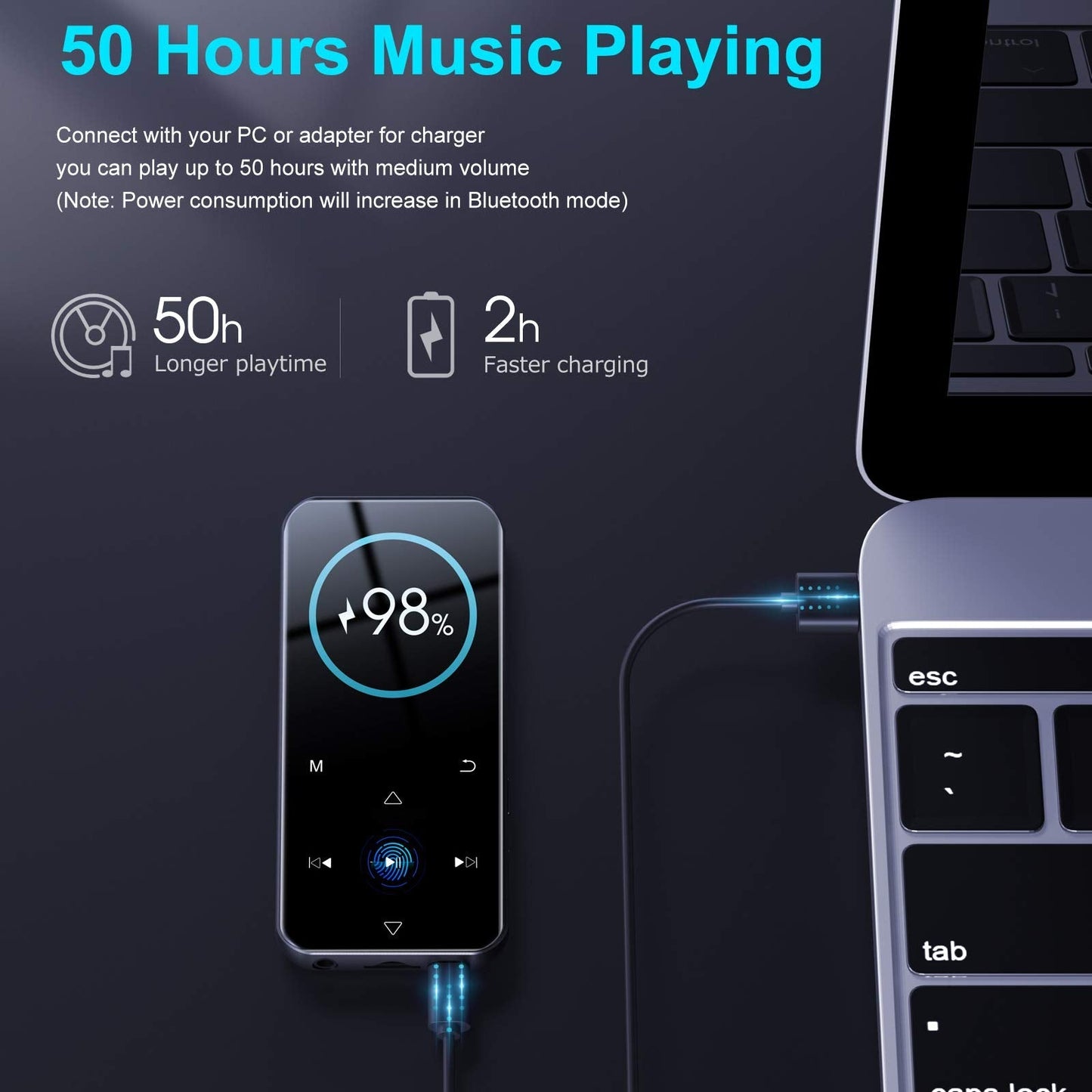 RUIZU D19, 32GB MP3 Player with Bluetooth 5.0 Max 32GB