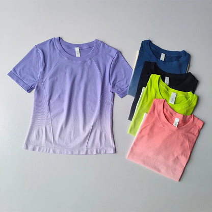 Women’s Quick-Dry Yoga Top – Lightweight Elastic Short Sleeve Sports Tee